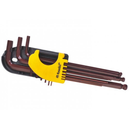 1.5-10mm Bộ lục giác đầu bi 9 cây Asaki AK-7407