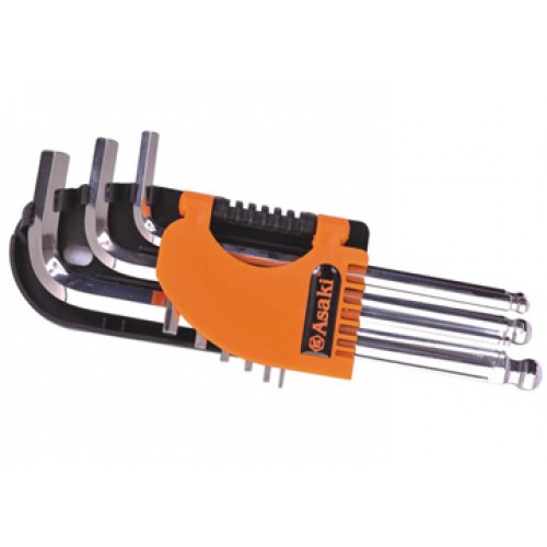 1.5-10mm Bộ lục giác đầu bi 9 cây chuẩn Asaki AK-194