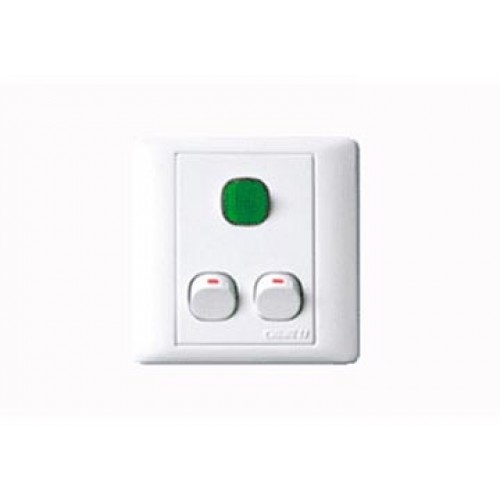16A Mặt 2 công tắc 1 chiều và đèn báo neon