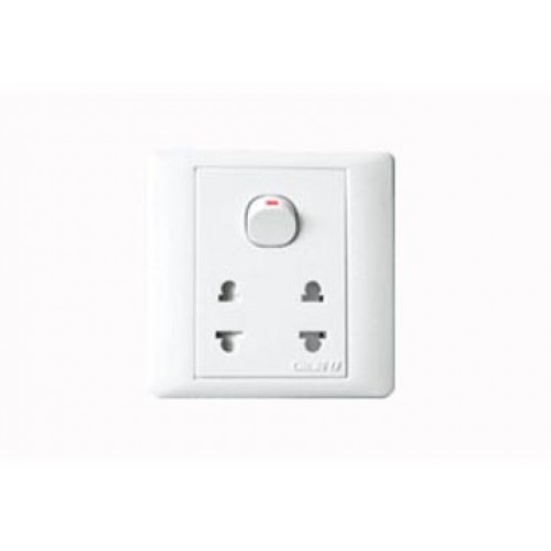 16A Ổ cắm đôi 2 chấu và 1 công tắc 1 chiều