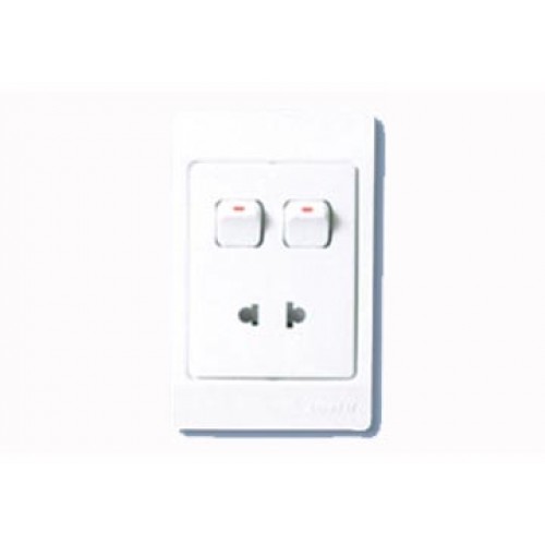 16A Ổ cắm đơn 2 chấu và 2 công tắc 1 chiều ARU /G2