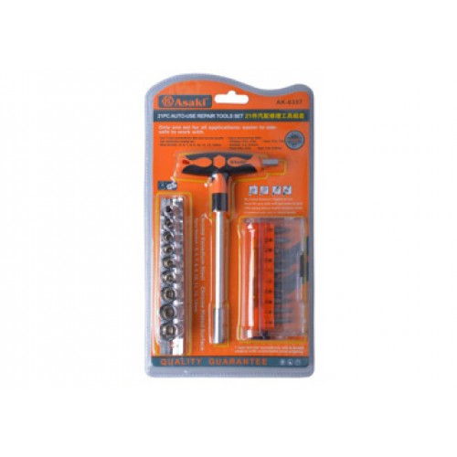 Bộ mũi vít và đầu tuýp 21 chi tiết Asaki AK-6357